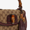 Gucci Brown GG Canvas Medium New Convertible Bamboo Top Handle Bag