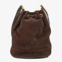 Gucci Brown Leather And Suede Horsebit Chain Drawstring Bucket Bag