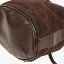 Gucci Brown Leather And Suede Horsebit Chain Drawstring Bucket Bag