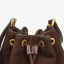 Gucci Brown Leather And Suede Horsebit Chain Drawstring Bucket Bag