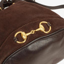 Gucci Brown Leather And Suede Horsebit Chain Drawstring Bucket Bag