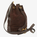 Gucci Brown Leather And Suede Horsebit Chain Drawstring Bucket Bag