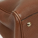 Gucci Brown Pebbled Calfskin Medium Bamboo Shopper Tote Bag