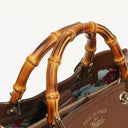 Gucci Brown Pebbled Calfskin Medium Bamboo Shopper Tote Bag