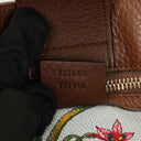 Gucci Brown Pebbled Calfskin Medium Bamboo Shopper Tote Bag