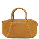 Gucci Brown Suede and Leather Bamboo Top Handle