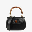 Gucci Convertible Bamboo Top Handle Black Leather Bag