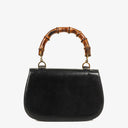 Gucci Convertible Bamboo Top Handle Black Leather Bag