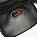 Gucci Convertible Bamboo Top Handle Black Leather Bag