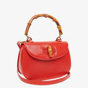 Gucci Convertible Bamboo Top Handle Red Leather Bag