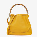 Gucci Diana Bamboo Handle Yellow Pebbled Leather Shoulder Bag