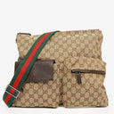 Gucci GG Canvas Double Pocket Web Messenger Bag