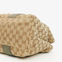 Gucci GG Monogram Canvas Beige Bamboo Top Handle Bag