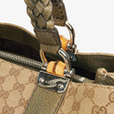 Gucci GG Monogram Canvas Beige Bamboo Top Handle Bag