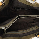 Gucci GG Monogram Canvas Beige Bamboo Top Handle Bag
