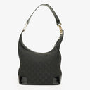Gucci Hobo Shoulder Bag in GG Canvas and Patent Leather Black