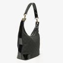 Gucci Hobo Shoulder Bag in GG Canvas and Patent Leather Black