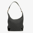 Gucci Hobo Shoulder Bag in GG Canvas and Patent Leather Black