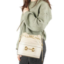 Gucci Horsebit 1955 Azalea Sakai Calfskin Mystic White Drawstring Bucket Bag
