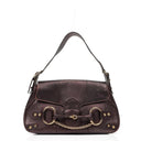 Gucci Horsebit Flap Purple Leather Shoulder Bag