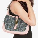 Gucci Jackie 1961 Limited Edition Pink/Blue Leather/Denim GG Floral Small Shoulder Bag