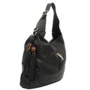 Gucci Jackie Black Leather Bamboo Tassel Large Hobo Bag