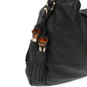 Gucci Jackie Black Leather Bamboo Tassel Large Hobo Bag