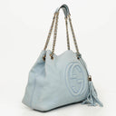 Gucci Light Blue Pebbled Leather Soho Top Handle Tote Bag