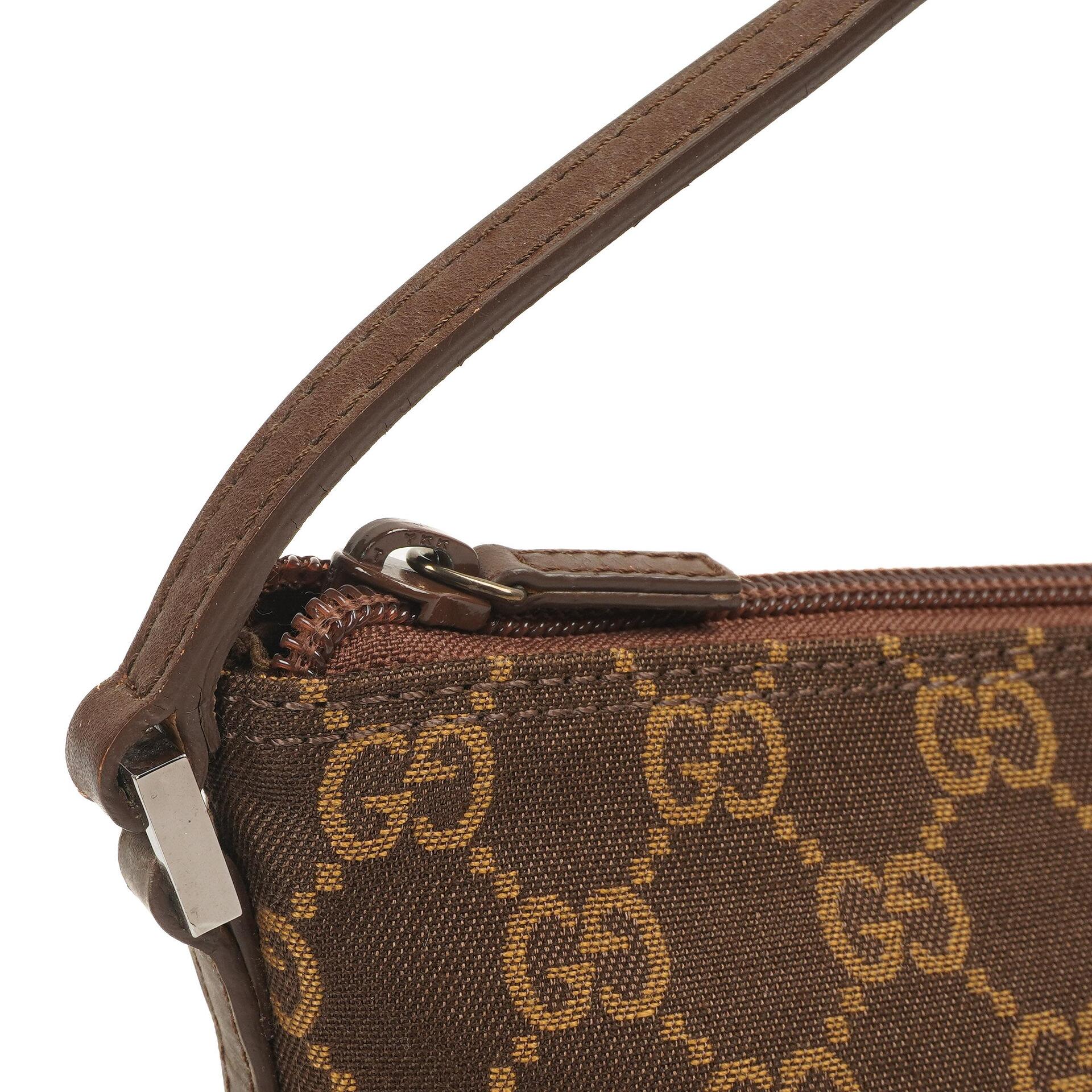 Gucci Mini Baguette GG Monogram Pochette Boat Brown/Beige Bag