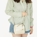 Gucci Mini Guccy Moon Steller Dome Crossbody Bag In White And Gold Calfskin