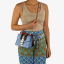 Gucci Mini Sylvie Flap Chain Bag Web Stripe Clear Sky Blue Calfskin