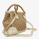 Gucci Monogram Canvas Ivory Diana Bamboo Top Handle Tote