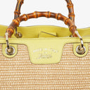 Gucci Natural Woven Straw and Leather Bamboo Shopper Tote Bag