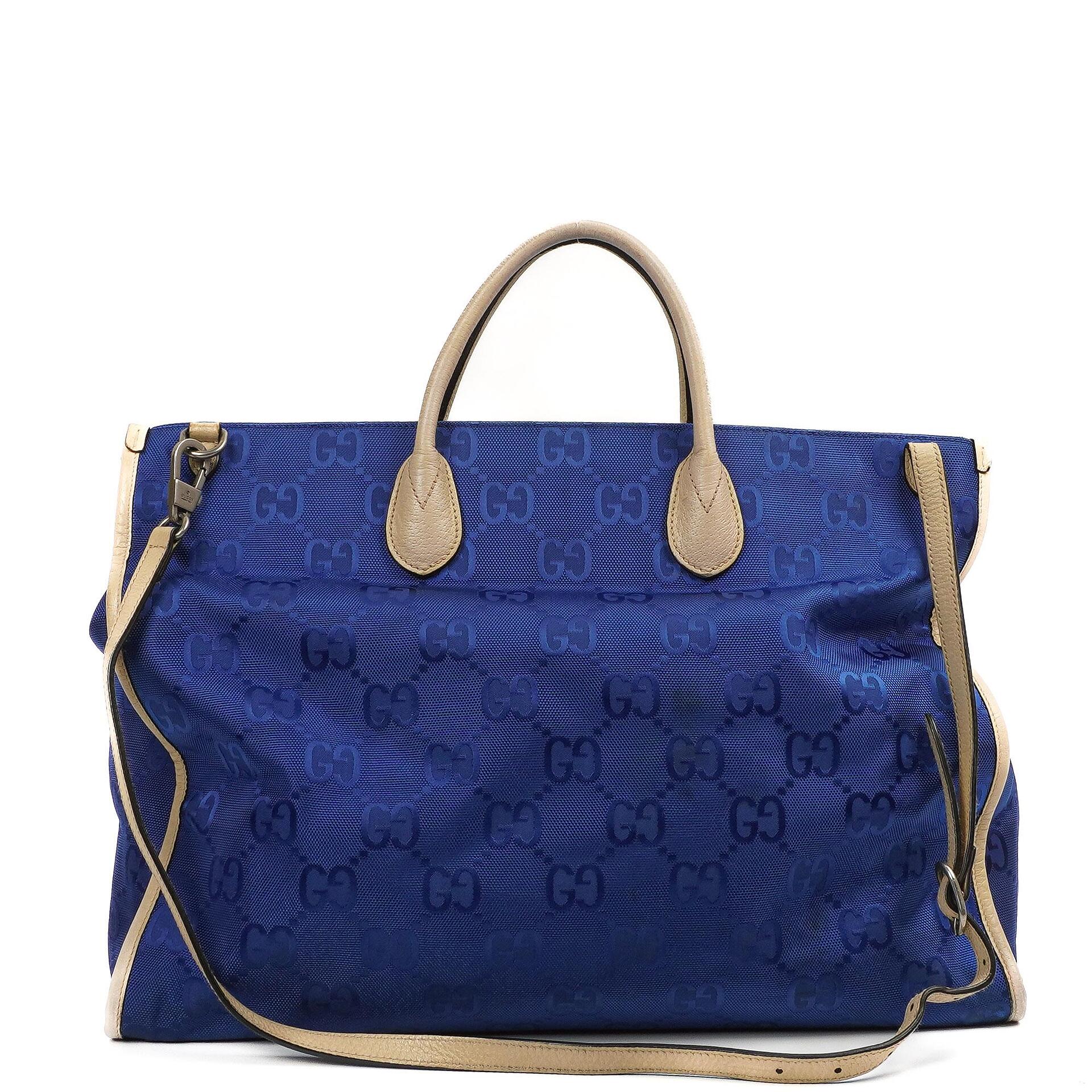 Gucci Off The Grid Tote Bag Orient Blue GG Econyl Nylon Monogram Large