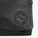 Gucci Pebbled Black Leather Messenger Bag