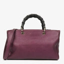 Gucci Purple Pebbled Calfskin Medium Bamboo Shopper Tote Bag