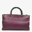 Gucci Purple Pebbled Calfskin Medium Bamboo Shopper Tote Bag