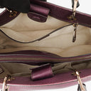 Gucci Purple Pebbled Calfskin Medium Bamboo Shopper Tote Bag