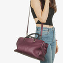 Gucci Purple Pebbled Calfskin Medium Bamboo Shopper Tote Bag