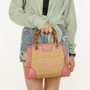 Gucci Shopper Bamboo Raffia Tote Bag