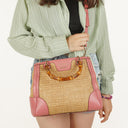 Gucci Shopper Bamboo Raffia Tote Bag