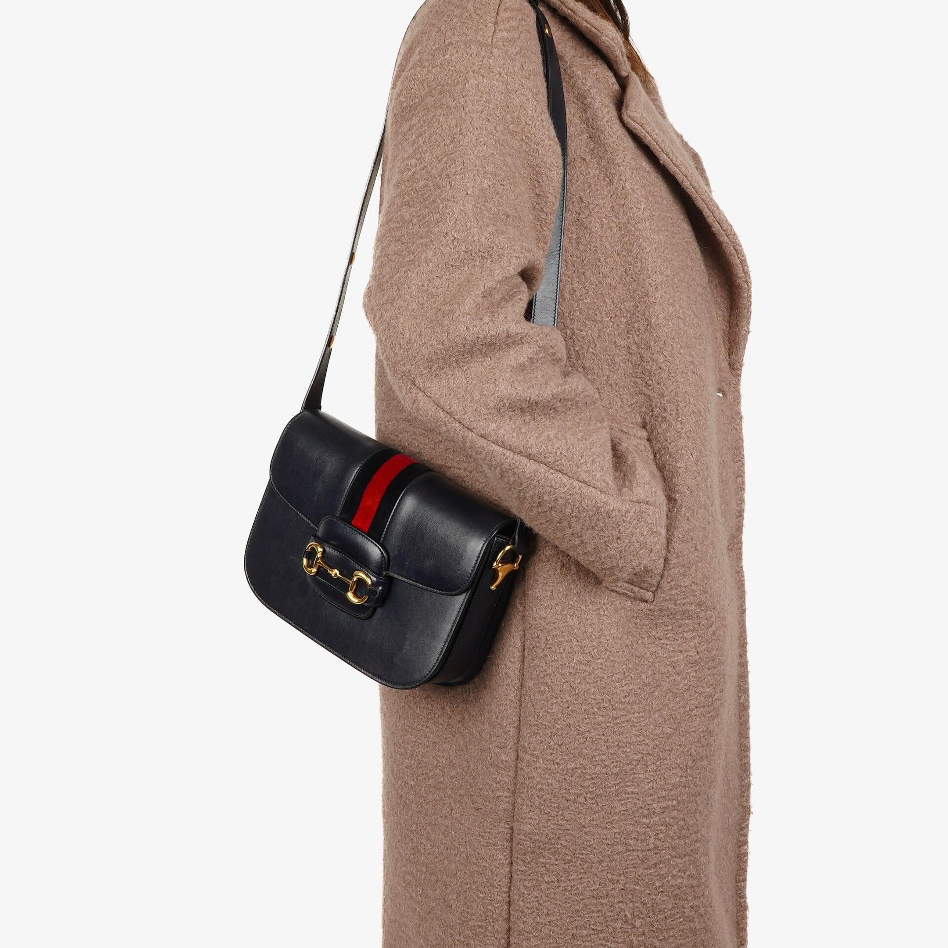 Gucci Small Horsebit 1955 Dark Navy Leather Shoulder Bag