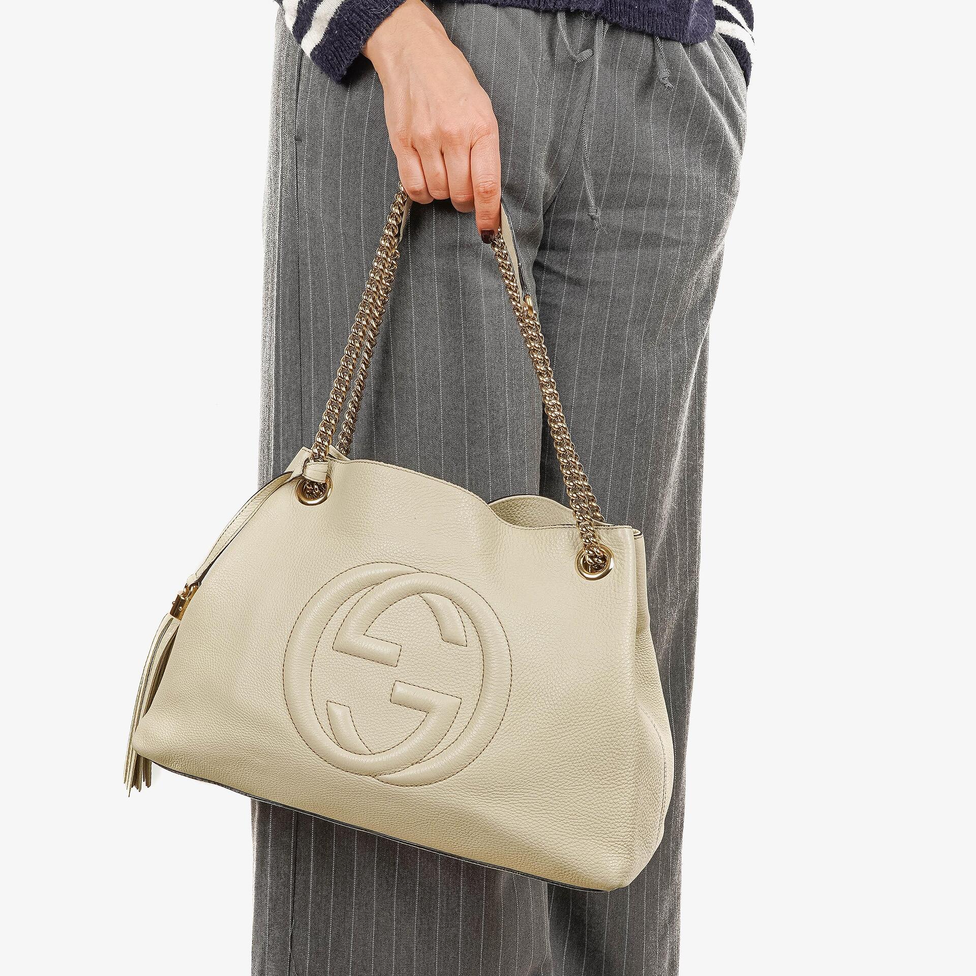 Gucci Soho Pebbled Calfskin Chain Tote Bag