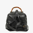 Gucci Vintage Black Leather Bamboo Backpack