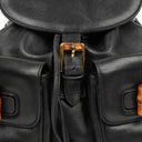 Gucci Vintage Black Leather Bamboo Backpack