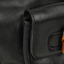 Gucci Vintage Black Leather Bamboo Backpack
