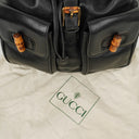Gucci Vintage Black Leather Bamboo Backpack