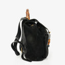 Gucci Vintage Black Suede and Bamboo Backpack