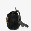 Gucci Vintage Black Suede and Bamboo Backpack