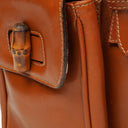 Gucci Vintage Brown Leather Bamboo Backpack